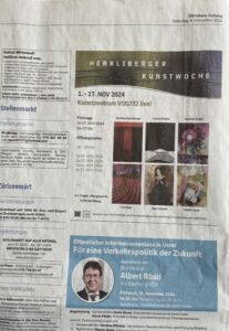 Inserat Zürichsee Zeitung „Kunstwoche Herrliberg“