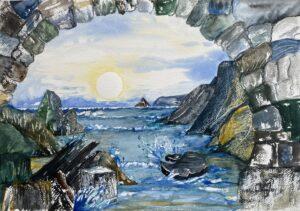 „Blick in 5-Terre“ Aquarell 45.5x51 / PP 50x70 Nr 149